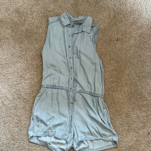 Prana denim tencel romper with pockets